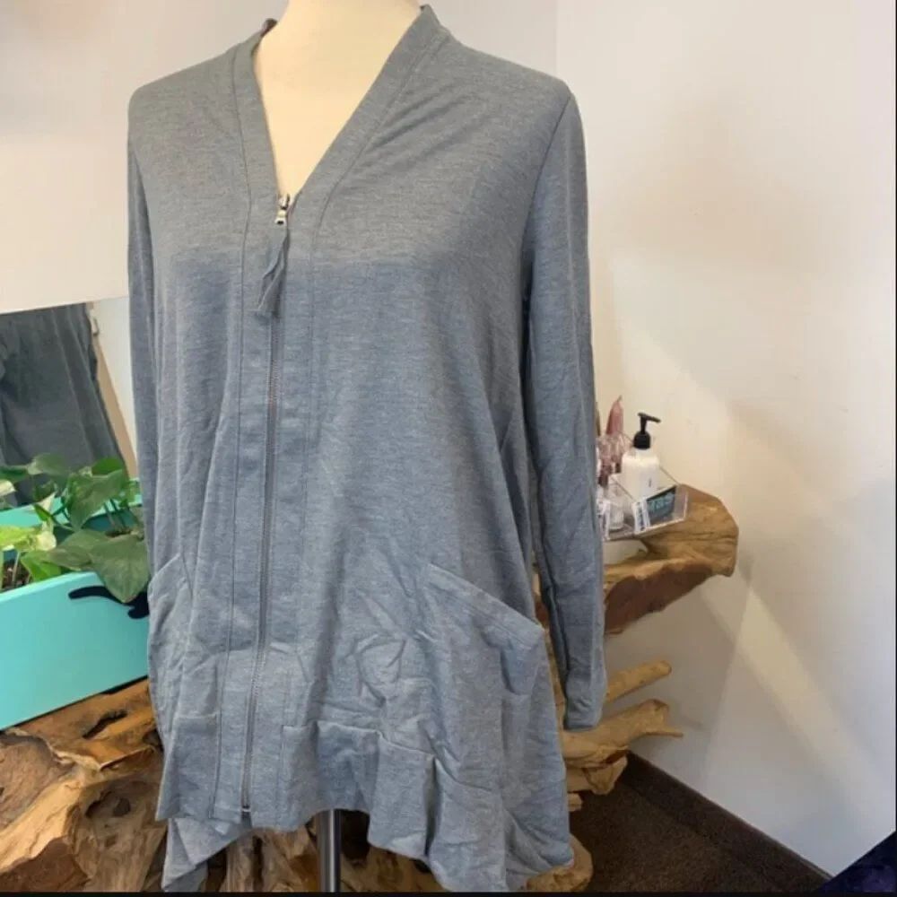 New LOGO by Lori Goldstein Zip Front Cardigan | Size L